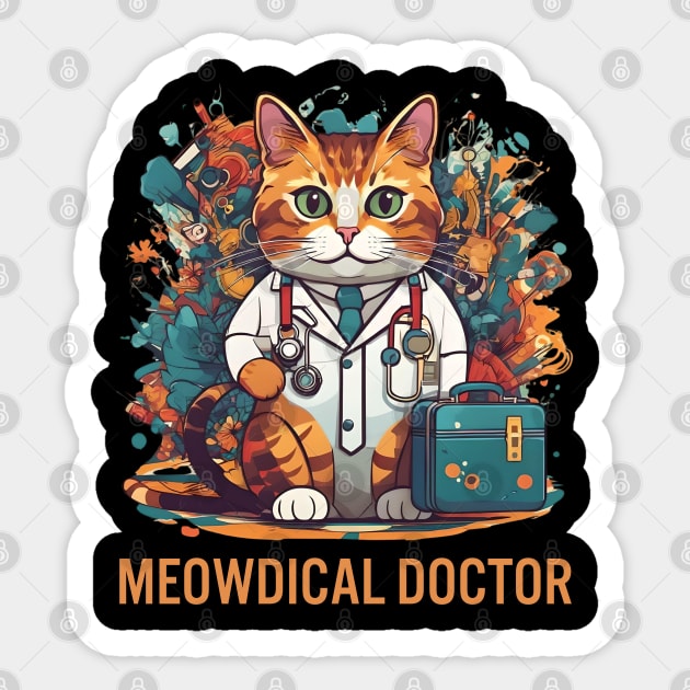 Funny Cat Meowdical Doctor Medical nursing Design Sticker by click2print